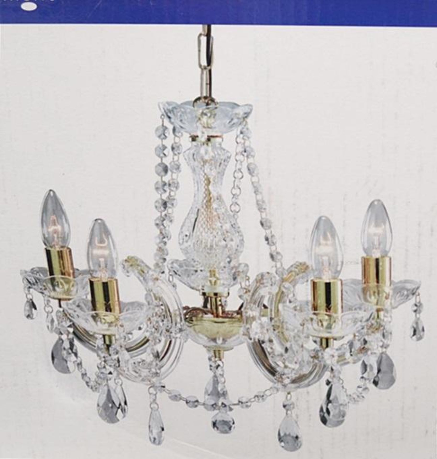 1 x Marie Therese 5 Light Chandelier Polished Brass - New Boxed Stock - CL323 - Ref: Rack A Top - 69