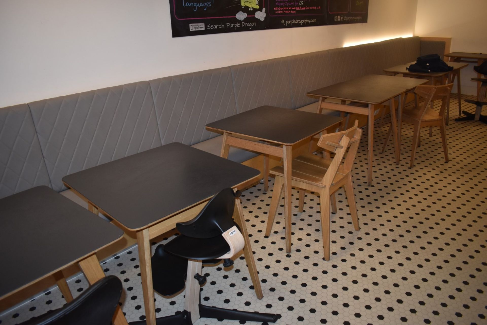 8 x Contemporary Restaurant / Cafe Tables - 70 x 70cm Wooden Tables With Black Vinyl Tops - Supplied - Image 2 of 2