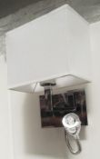 1 x Wall Mounted Light Fitting In Chrome With Flexi Light Fabric Shade - Ex-Display Item, Mounted On