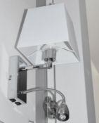 1 x Chrome Wall Light With White Shade Incorporating Led Flexi-arm - Ex Display Stock - CL298 - Ref: