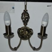 1 x Zanzibar 2 Light Wall Light Antique Brass - CL364 - Ref: PAL Edin/2 M520 - Location: