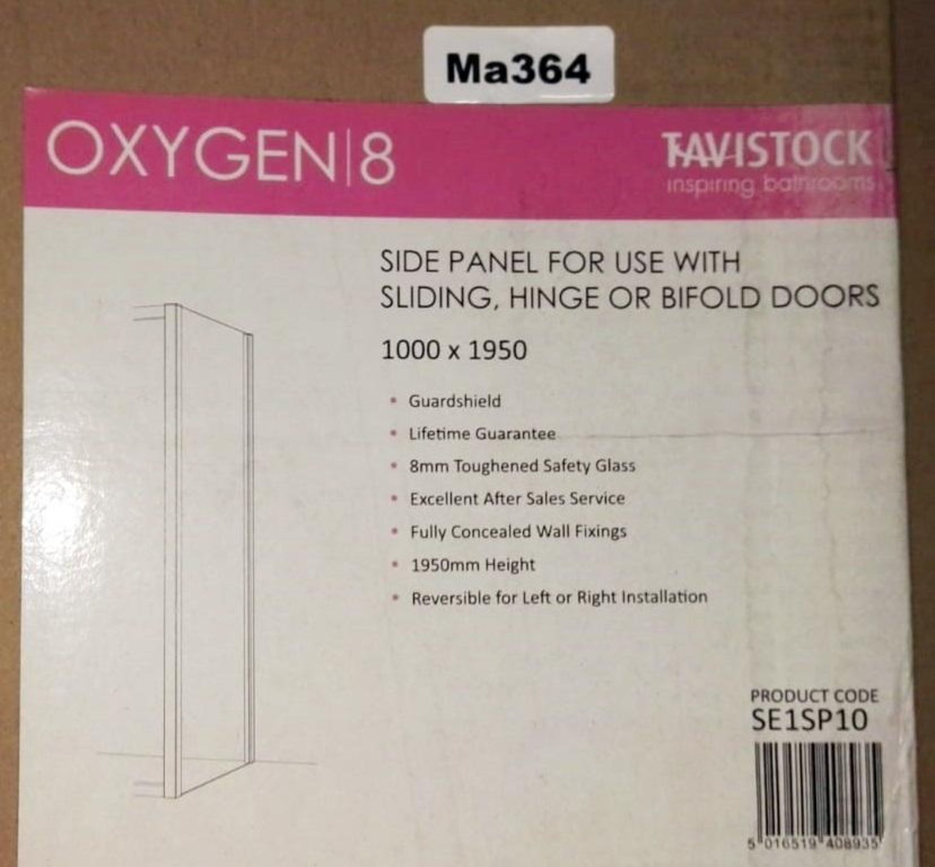 1 x Tavistock 'OXYGEN 8' Side Panel - Dimensions: 1000 x 1950 - Ref: ma364 - New / Boxed Stock - CL0 - Image 2 of 2