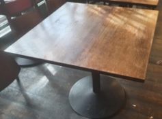 1 x Large Square Wooden Topped Bistro Table - Dimensions: 85 x 85 x H74cm - Recently Taken From A Co