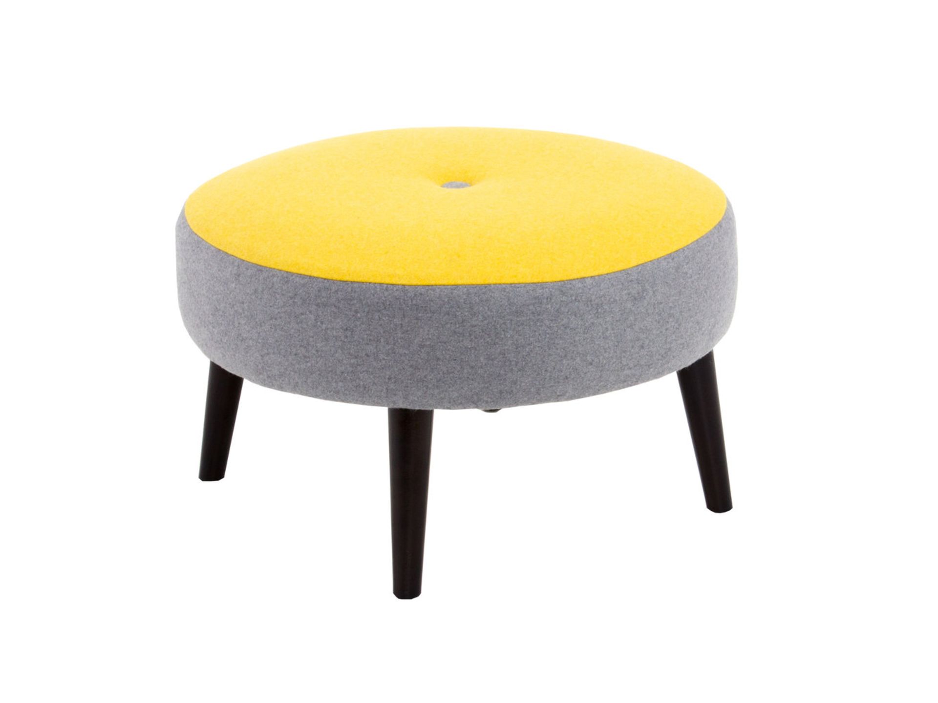 1 x Lauren Wolf & Sunshine Footstool - Two Tone Wool Fabric in Yellow and Grey - RRP £279!