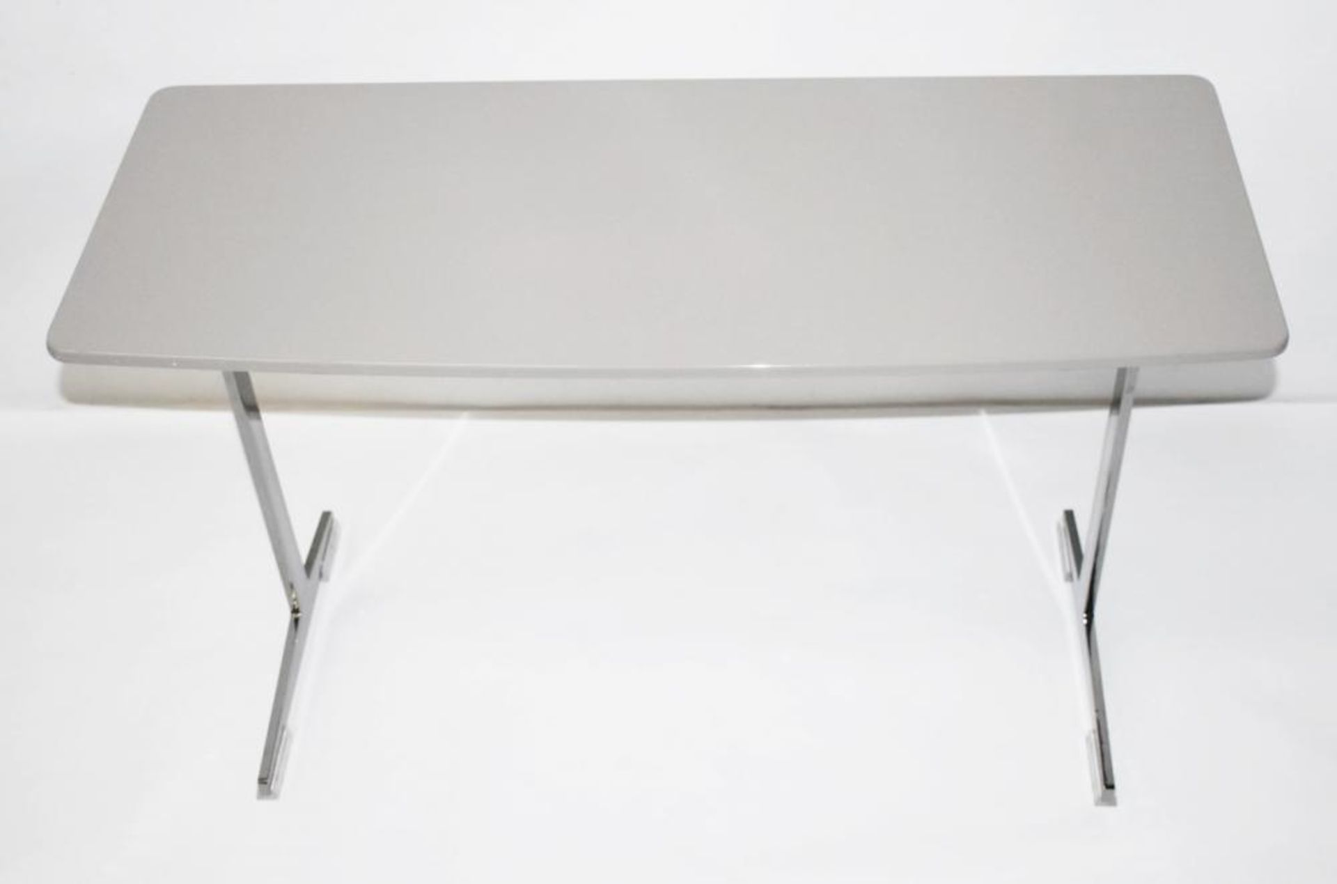 1 x FLEXFORM 'Cestone' Italian Made Designer Slot-In Sidetable In Dove Grey & Chrome - RRP £1,573 - Image 3 of 8