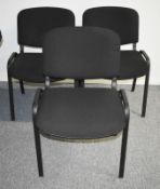 6 x Stackable Office Chairs Upholsted in Charcoal Grey Fabric - CL490 - Location: Putney, London,