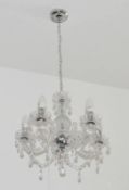 1 x MARIE THERESE Clear 5-Light Chandelier With Clear Acrylic Drops - Product Code 1455-5CL - New Bo