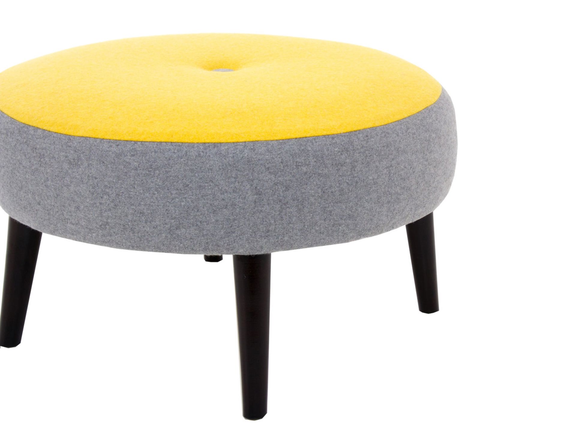 1 x Lauren Wolf & Sunshine Footstool - Two Tone Wool Fabric in Yellow and Grey - RRP £279! - Image 2 of 3