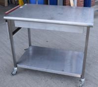 1 x Stainless Steel Prep Table On Castors With Undershelf - Suitable For Commercial Kitchens - H87 x