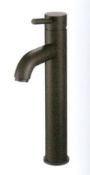 1 x Round Basin Countertop Mixer Tap With A Solid Brass Body Finished In Black - Brand New & Boxed -