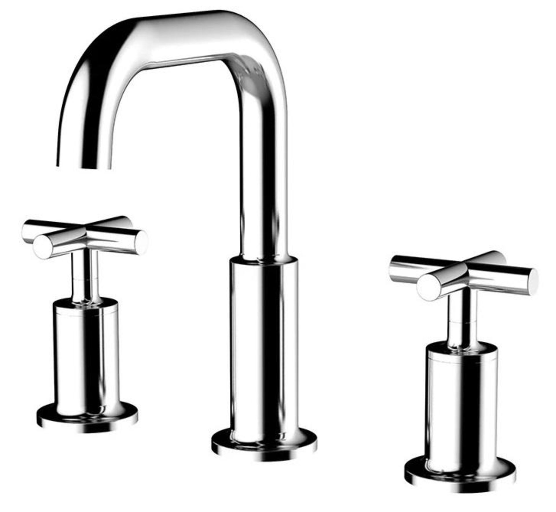 1 x Contemporary Double Handle Bathroom Basin Tap - Brand New & Boxed - Ref: GAT1-8/AF6668-2 - CL49