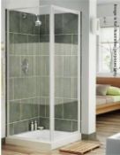 1 x Simpsons Supreme Pivot Shower Door With Side Panel - 600x600mm - White and Clear - Brand New Box