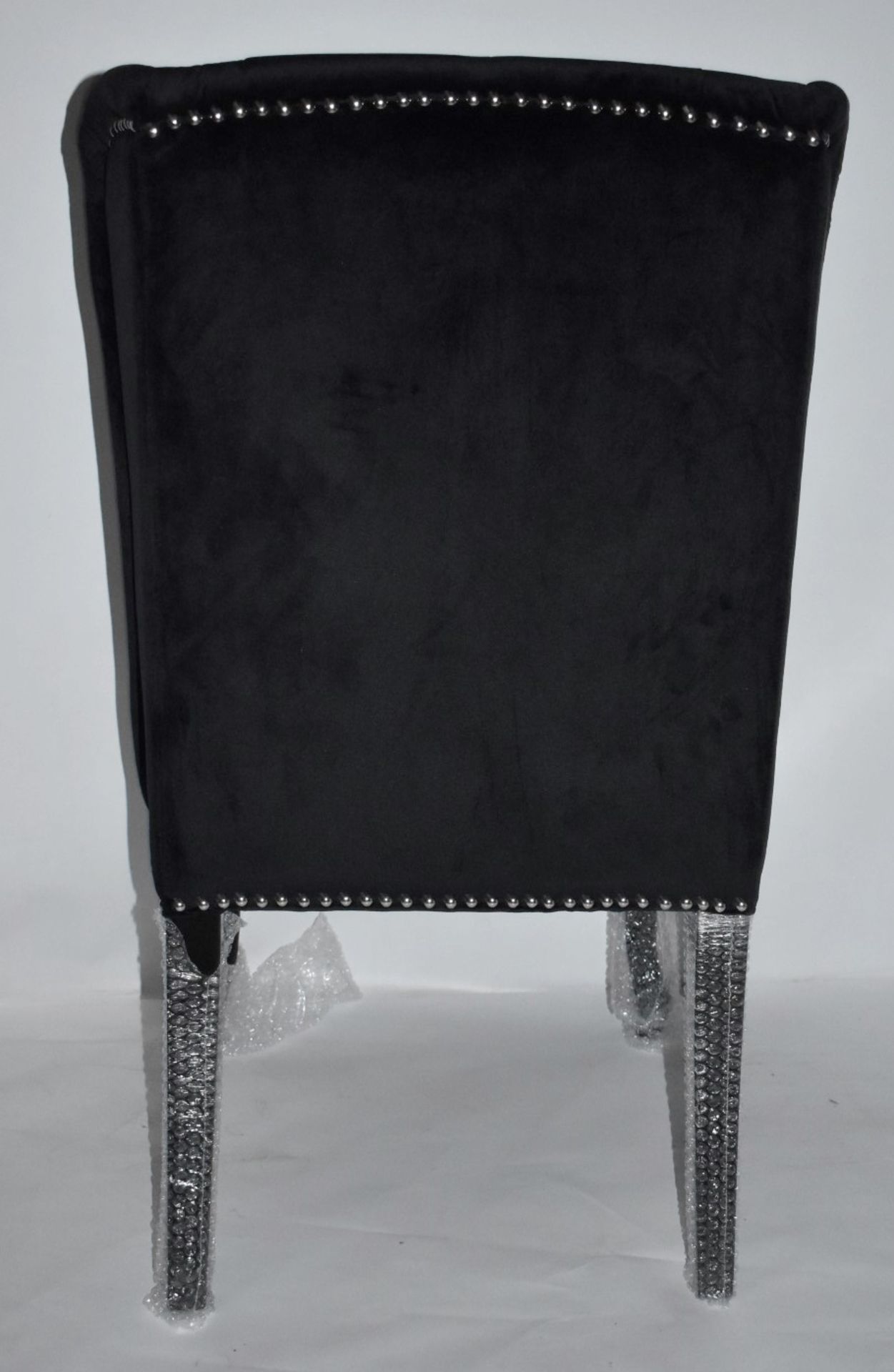 6 x HOUSE OF SPARKLES Luxury Wing Back Dining Chairs Richly Upholstered In BLACK Velvet - Brand - Image 6 of 11