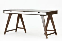 1 x Blue Suntree Ellwood Trestle Desk With a Dark Walnut Finish - RRP £280!