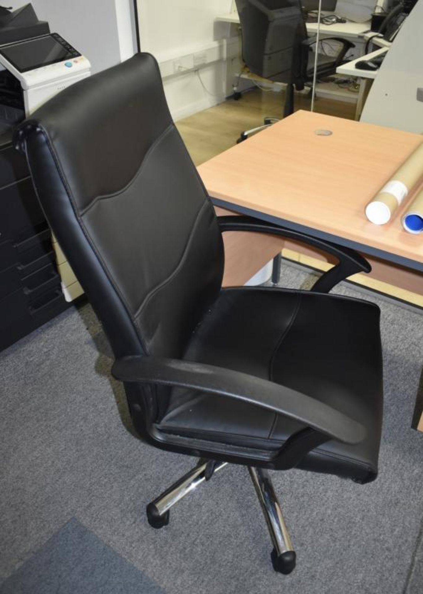 1 x Beech Office Desk With Leather Swivel Office Chair - Approx Dimensions H73 x W120 xD74 cms - - Image 2 of 2