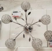 1 x BELLIS II Ceiling Light Fitting With Decorative Globe Shades, In A Polished Chrome Finish - Ex-D