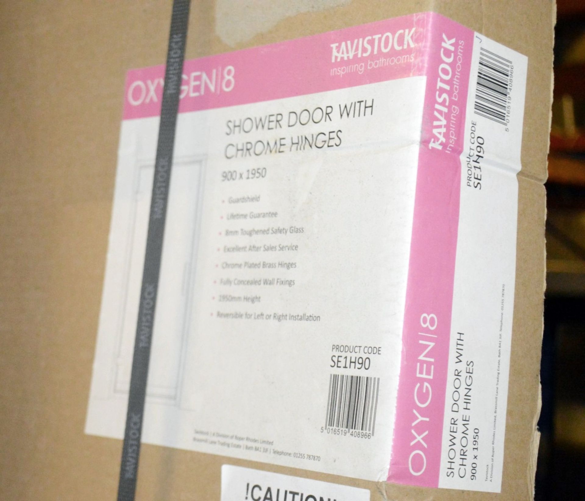 1 x Tavistock Oyxgen8 8mm 900mm Hinged Door Shower Enclosure - Includes Hinged Door and Side Panel - Image 2 of 3
