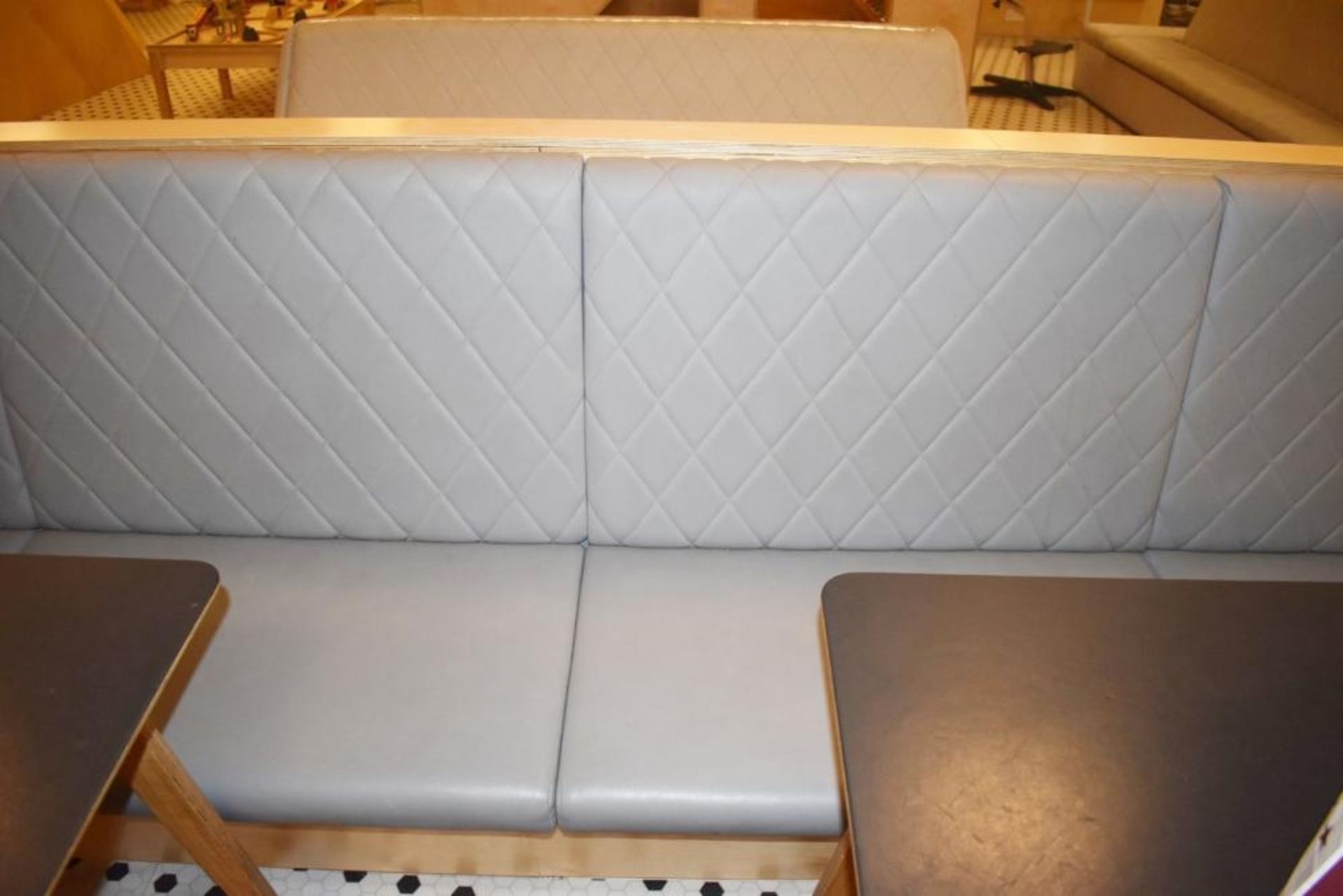 1 x Seating Banquette With Diamond Faux Leather Design Upholstery in Grey - Features Book / - Image 5 of 10