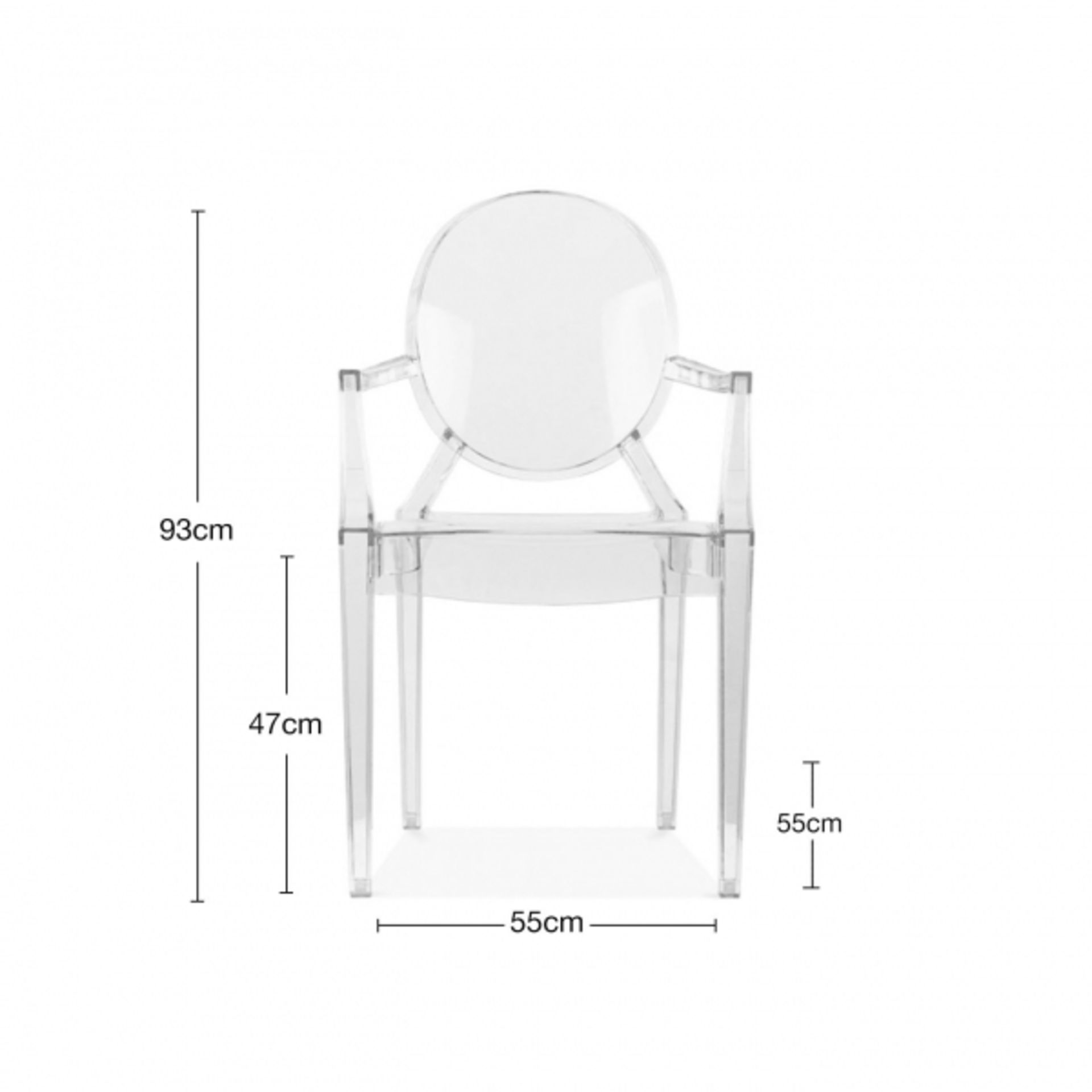 Set of 4 x Chairs Louis Ghost Dining Armchairs - Clear Plastic Dining Chairs in the Style of King - Image 3 of 8