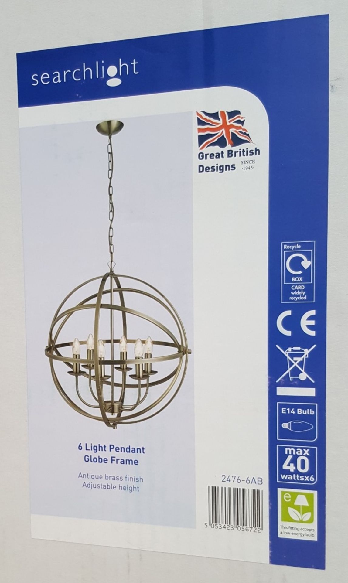 New In Box SEARCHLIGHT 2476-6AB Orbit 6 Ceiling Light Antique Brass - CL323 - REF:CQ327