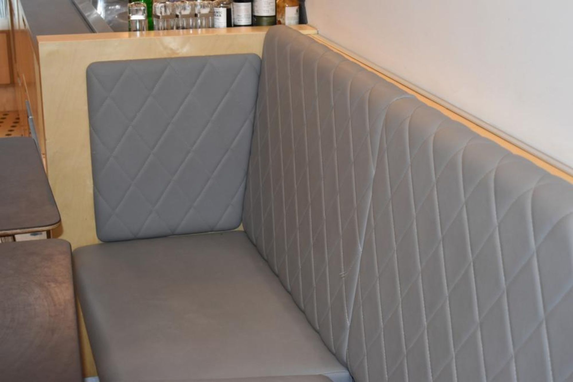 1 x Seating Banquette With Diamond Faux Leather Design Upholstery in Grey - Approx 25ft in - Image 5 of 5