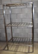 1 x Stainless Steel Shelf Unit With Three Tier Grid Shelves - Suitable For Commercial Kitchens -