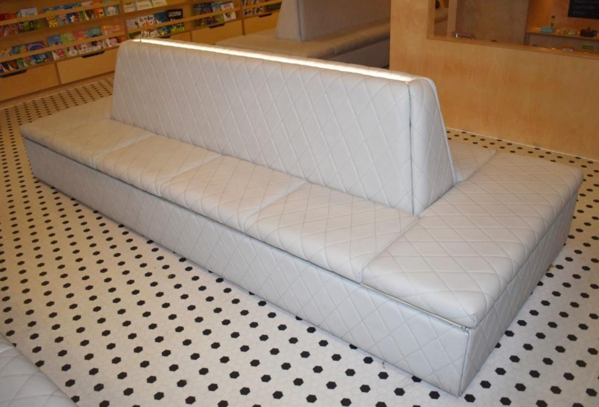 1 x Central Seating Banquette in a Contemporary Diamond Faux Grey Leather - Quality Craftsmanship
