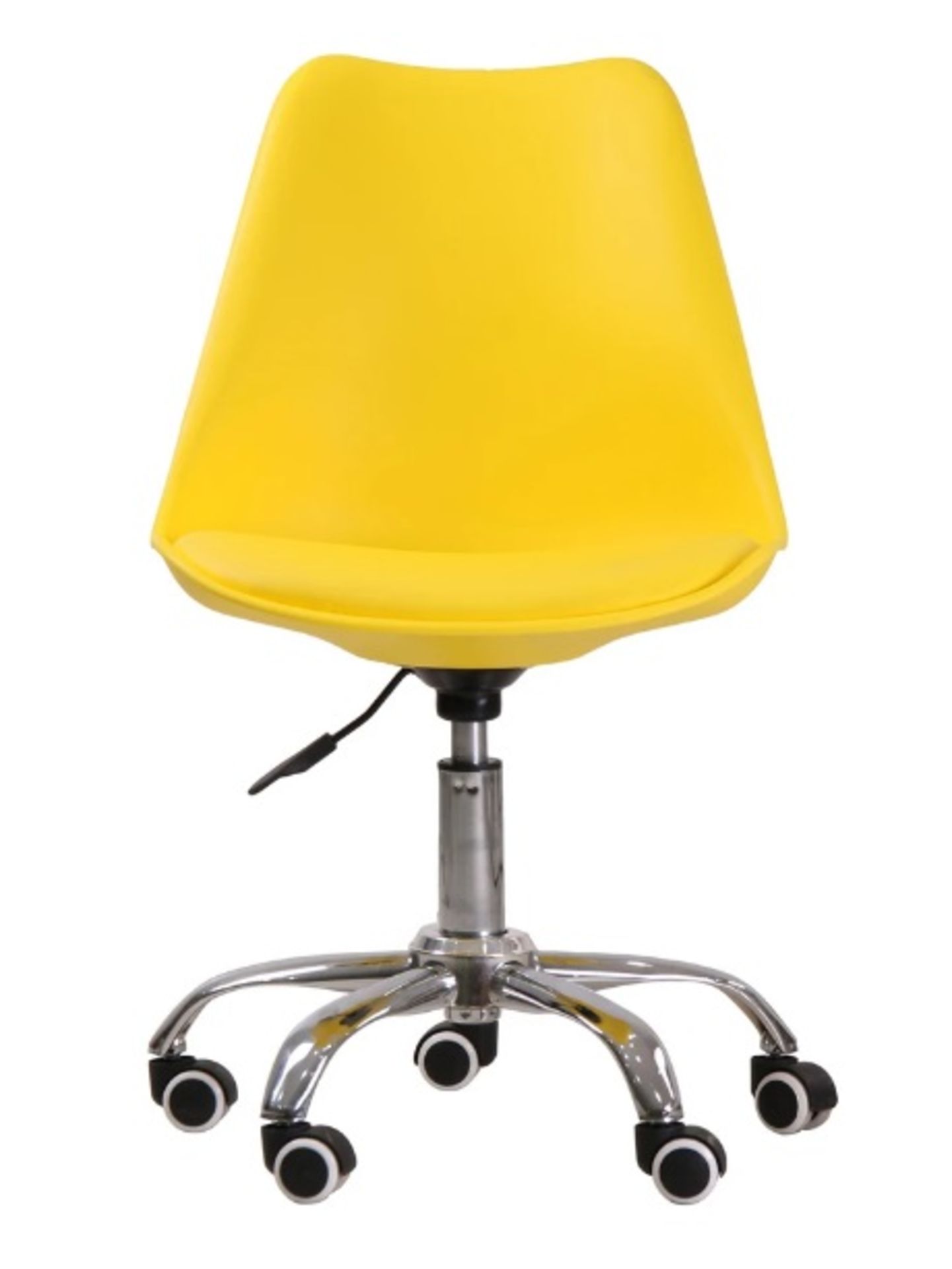 1 x Contemporary Adjustable Hydraulic Office Swivel Chair In Yellow With Chrome Base On Castors - Image 4 of 4