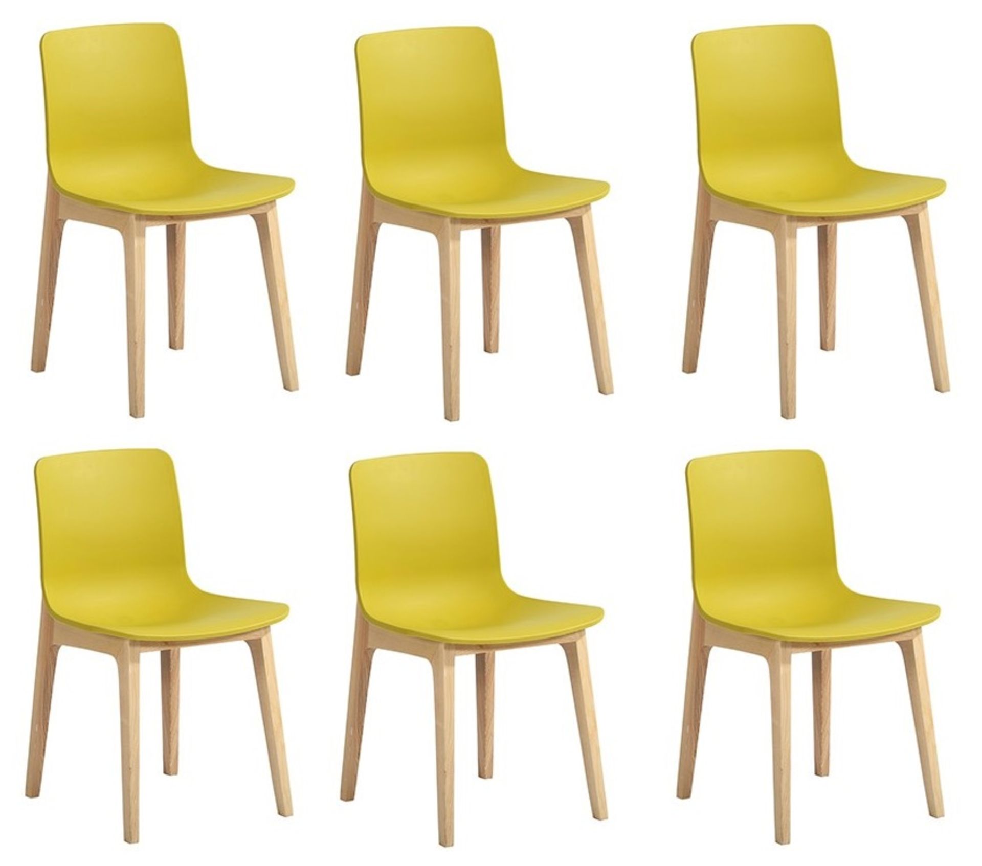 Set of 6 x Swift DC-782W Dining Chairs With Chartreuse ABS Seats and Natural Wood Bases - RRP £540!