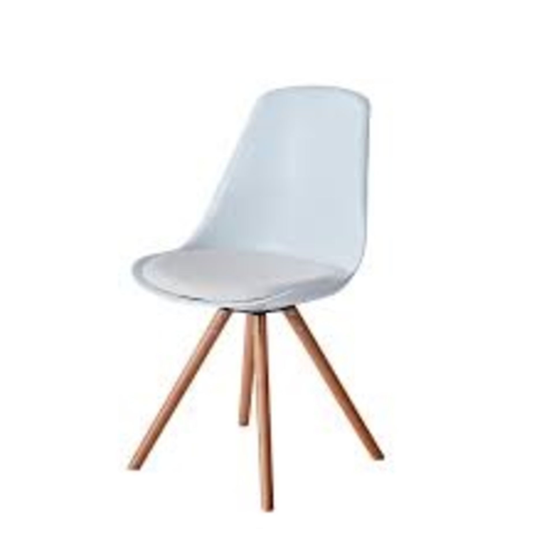 Set of 6 x Contemporary White Scandinavian-style Dining Chairs - Mid Century Design With Deep Seats - Image 2 of 3