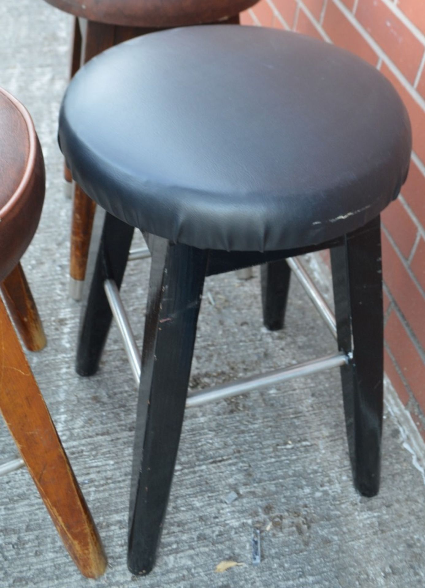 4 x Short Upholstered Bar Stools - Dimensions: Height 57cm, Diameter 37cm - Used, In Good Overall - Image 3 of 8