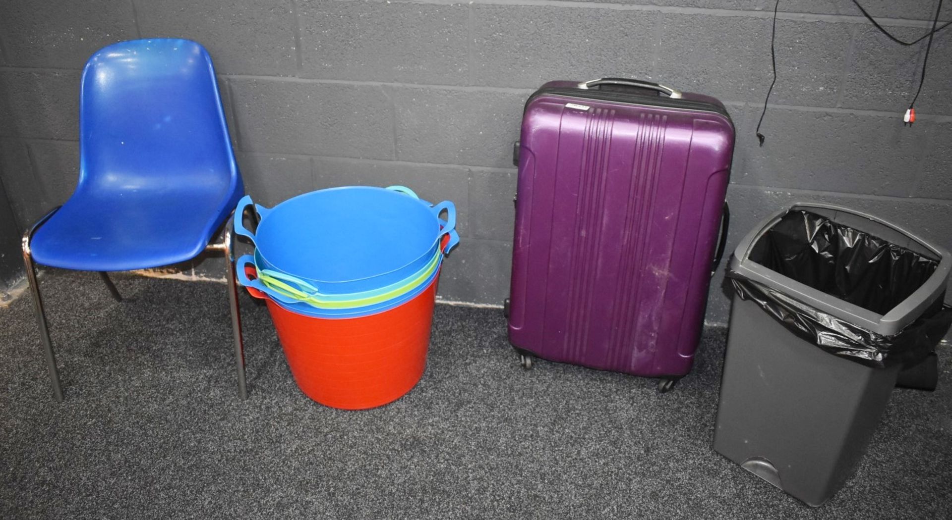 1 x Assorted Collection to Includes 2 x Blue Chairs, Travel Case, Buckets and 2 x Waste Bins