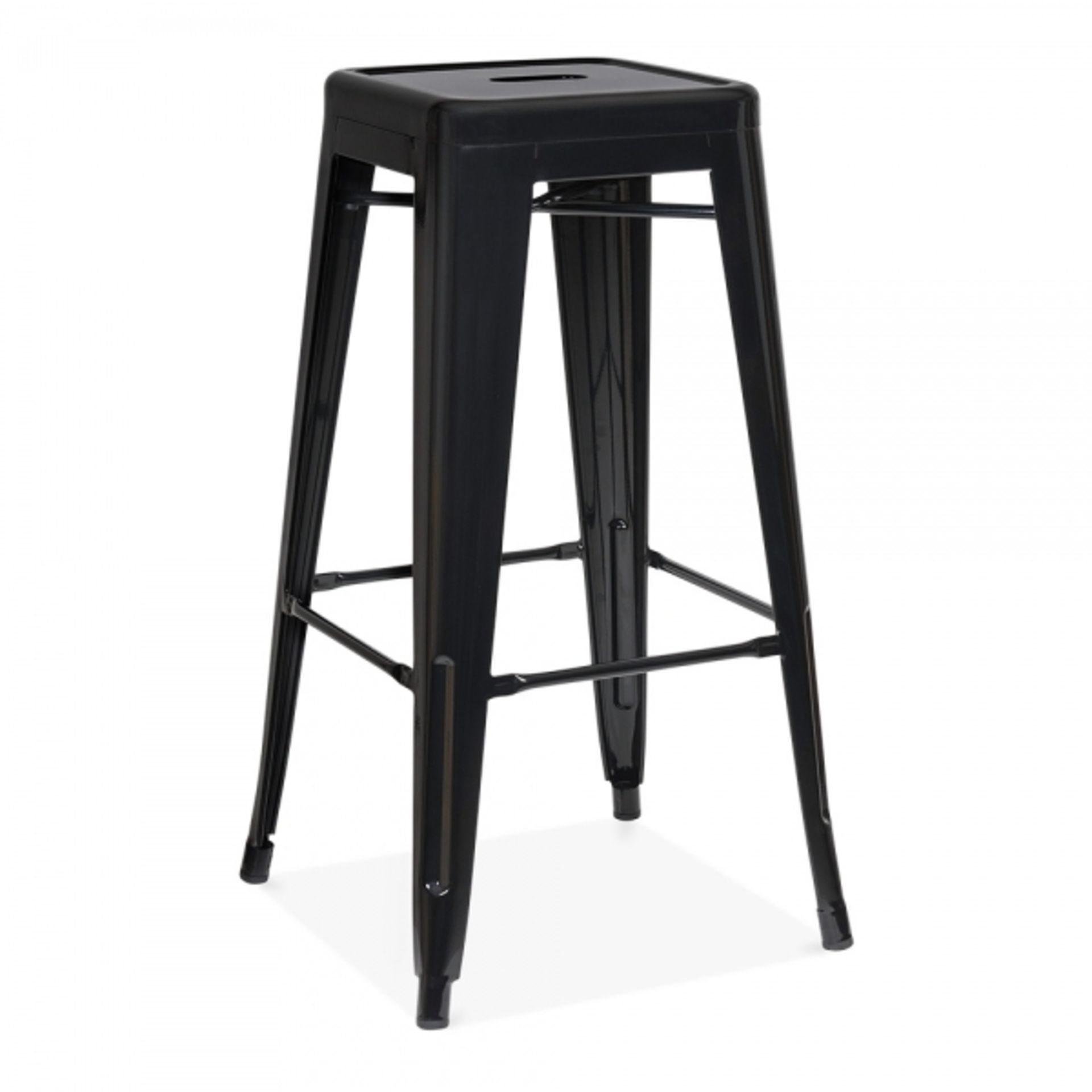 2 x Xavier Pauchard / Tolix Inspired Industrial Black Bar Stools - Dimensions: 44 x 44 x H65cm - Image 4 of 4