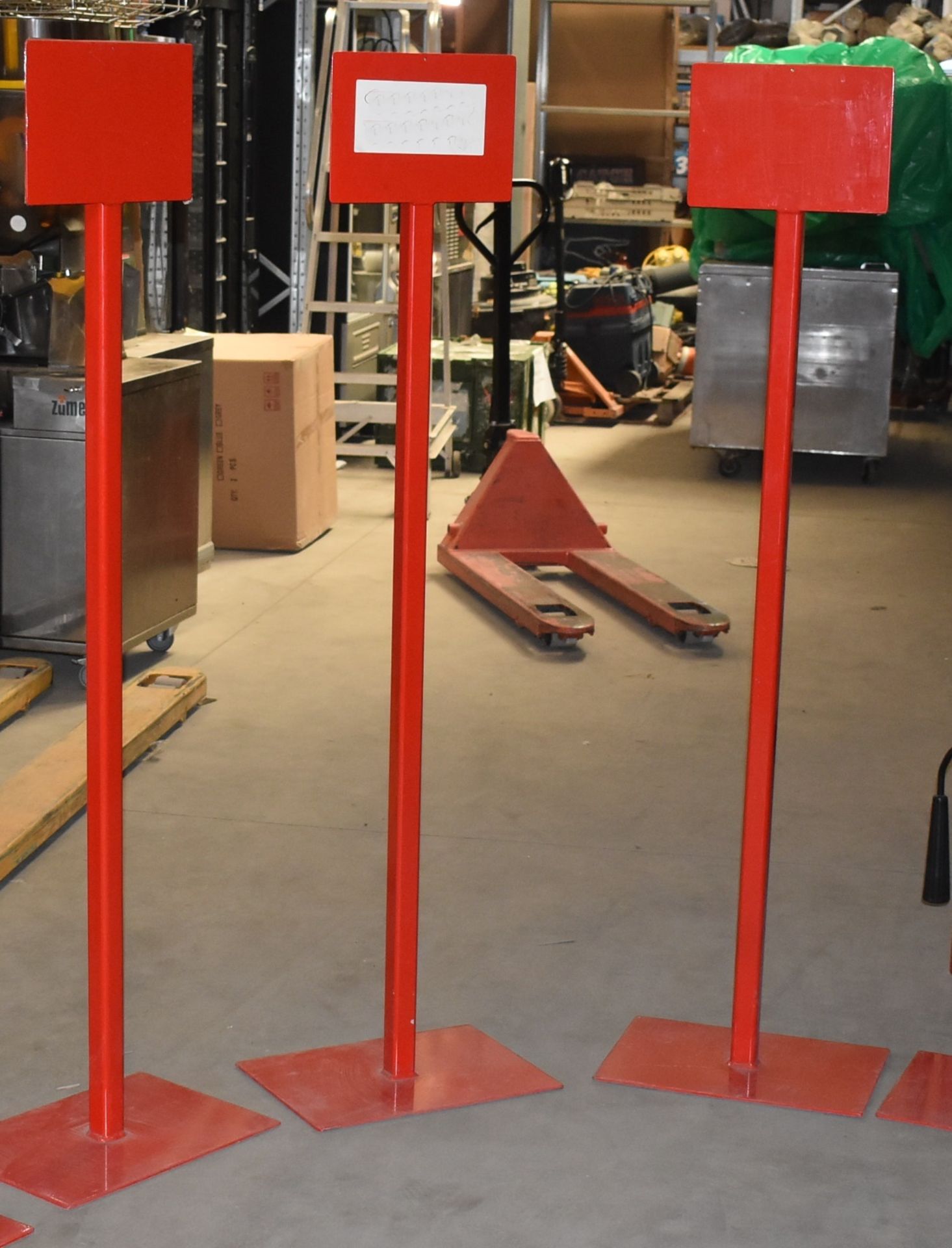 5 x Freestanding Heavy Duty Notice Stands in Red - Ideal For Social Distancing Warning Signs - - Image 2 of 7