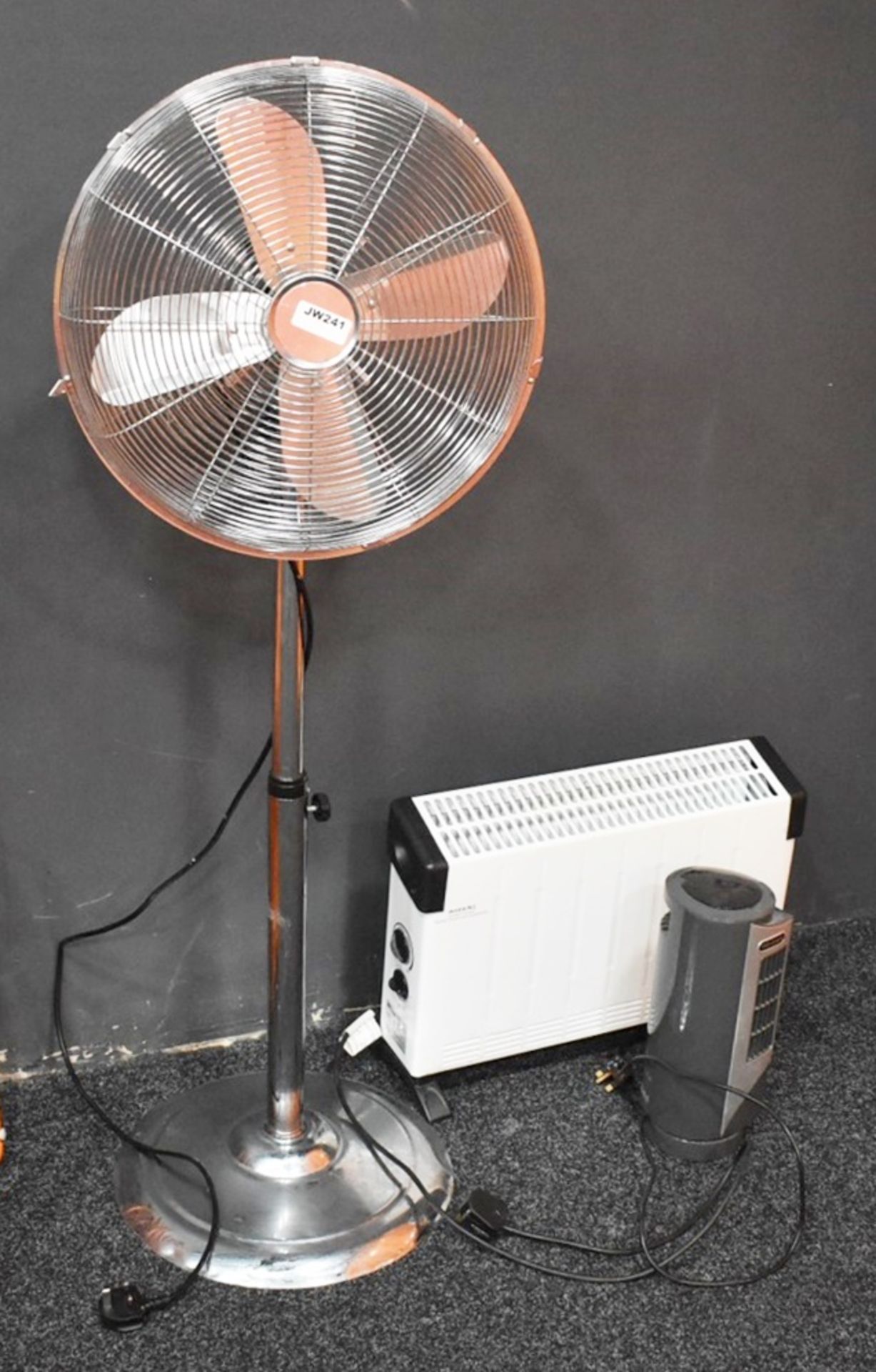 3 x Various Heaters and Fans - Includes Chrome Fan Pedestal, Mini Fan and Heater