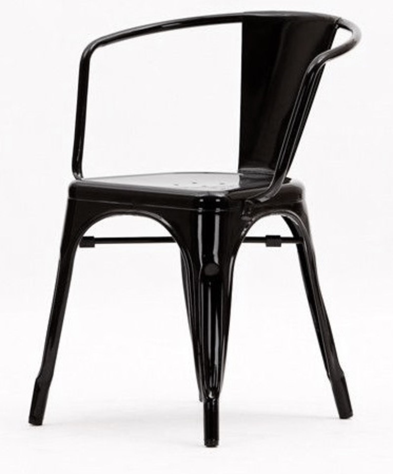 4 x Xavier Pauchard Style Tolix Inspired Industrial Steel Dining Chairs - Black - Brand New Stock