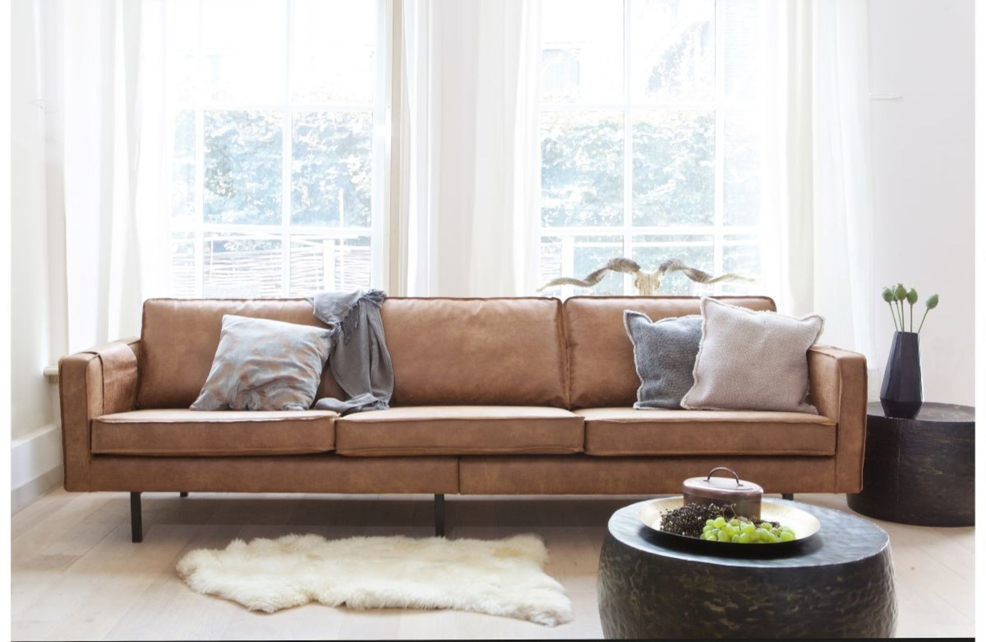 1 x 'Rodeo' Contemporary 3-Seater Leather Sofa In Cognac Brown - Original RRP £1,199.00 - Image 3 of 4