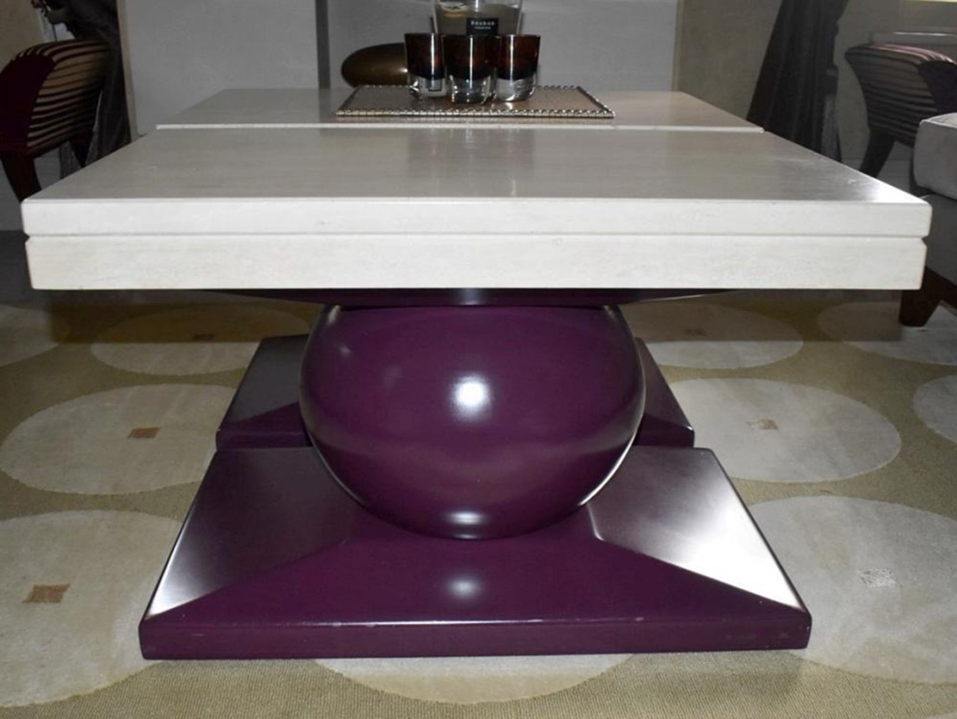 2 x Marble Topped Tables With Spherical Bases In Purple - Dimensions Of Each: W80 x D50 x H49.5cm - - Image 2 of 5