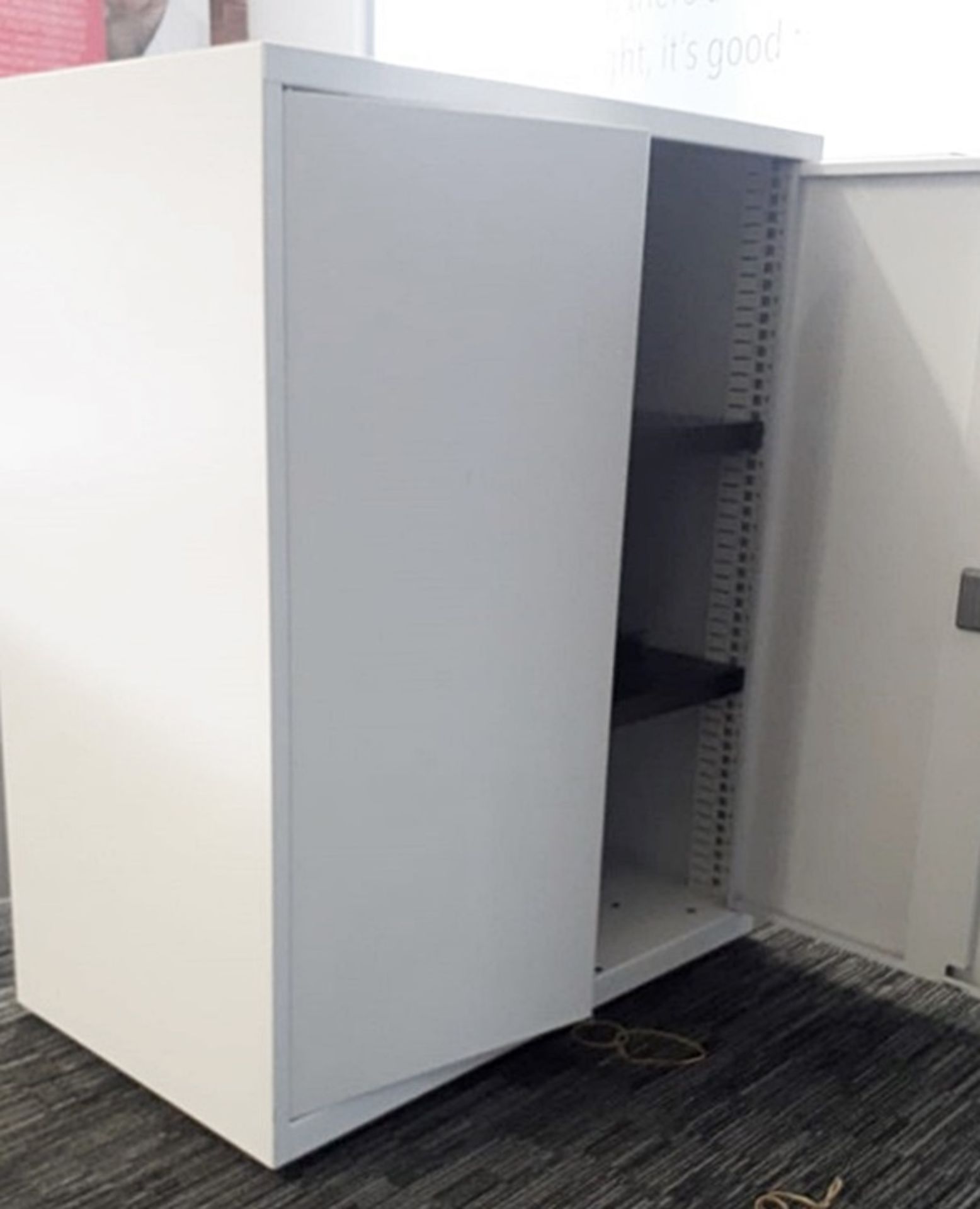 Pair Of 2-Door Metal Office Cabinets In A Light Grey With Keys - Dimensions: W80 x 47 x H100cm - Image 2 of 4