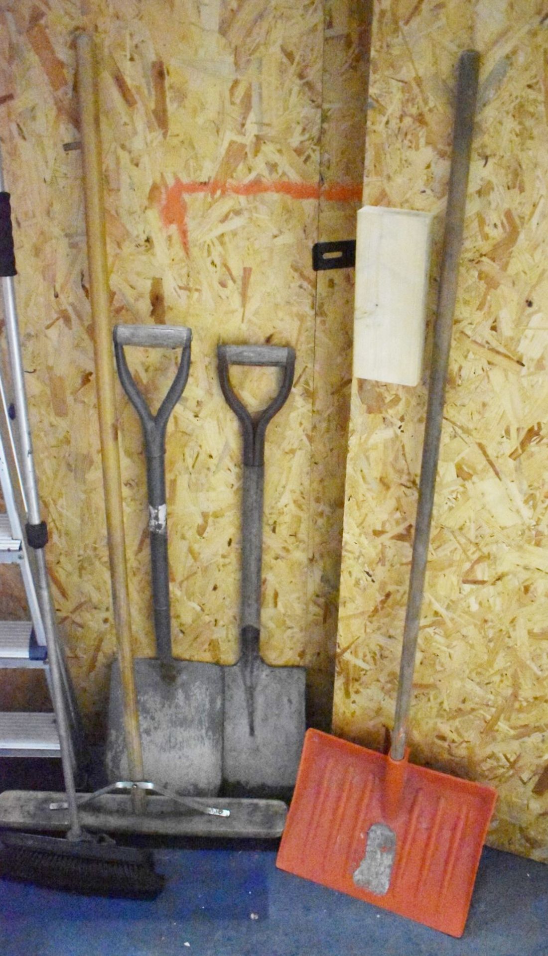 Assorted Collection to Include Ladders, Two Brushes and Three Shovels - Image 2 of 2