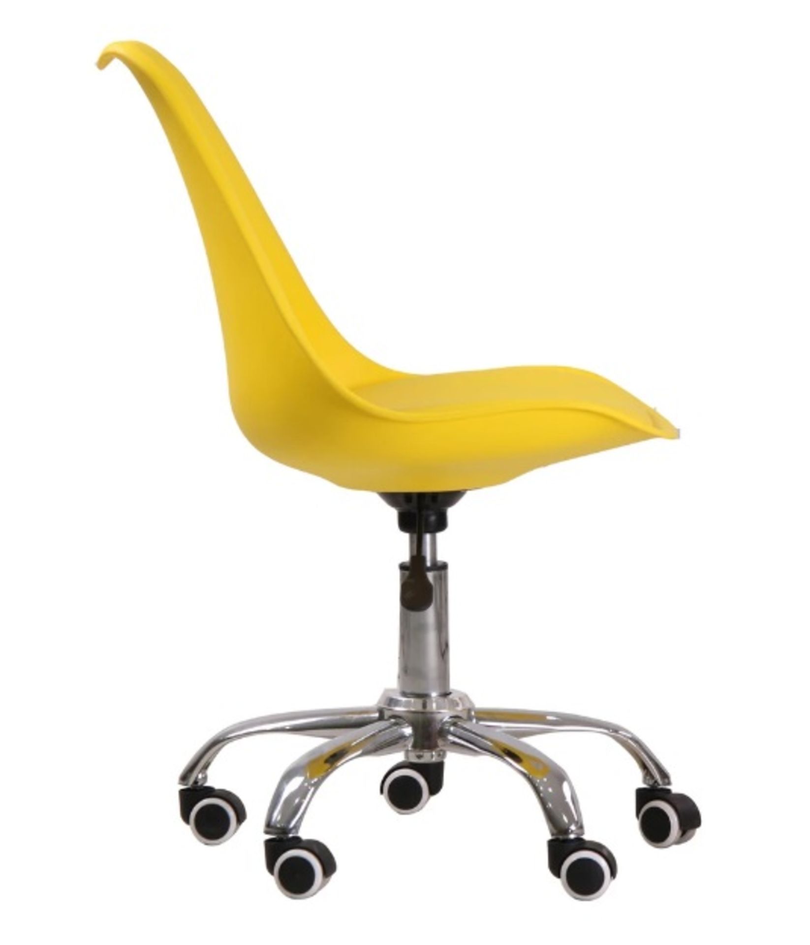1 x Contemporary Adjustable Hydraulic Office Swivel Chair In Yellow With Chrome Base On Castors - Image 3 of 4