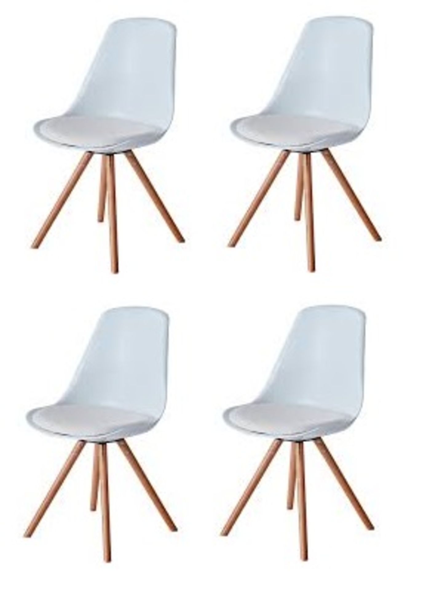 Set of 4 x Contemporary Scandinavian-style Dining Chairs in White - Deep Seated Mid Century Design