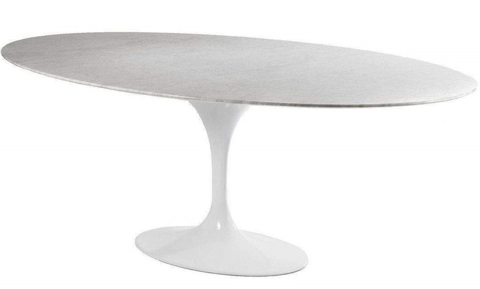 1 x Eero Saarinen Inspired Carrara Marble Tulip Dining Table - 1950's Reproduction Oval Dining Table
