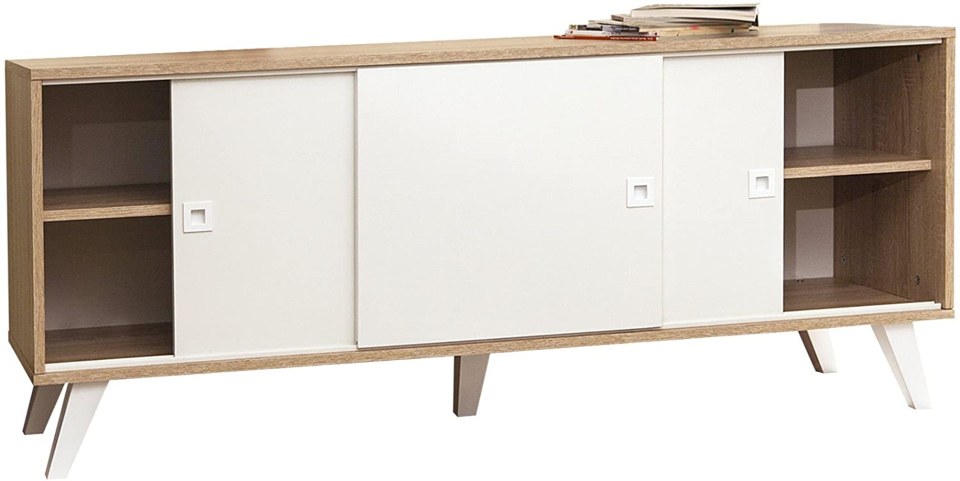 1 x Prism Moden 3-Door Sideboard With An Oak/White Finish - Dimensions: 61.8 x 149 x 40 cm - Made In - Image 3 of 7