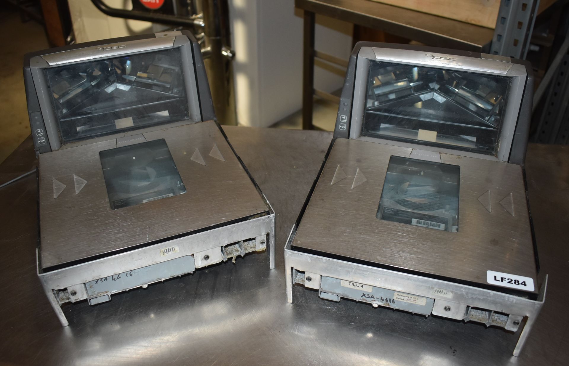 2 x PSC Laser Barcode Scanners For Supermarket Checkouts - CL282 - Ref LF284 Isle F - Location: