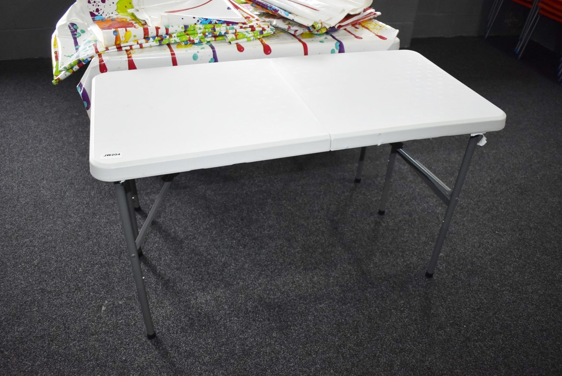 1 x Rectangle Foldable Poly Table - H76 x W120 x D59 cms - Ideal For Schools, Canteens, Offices - Image 2 of 3