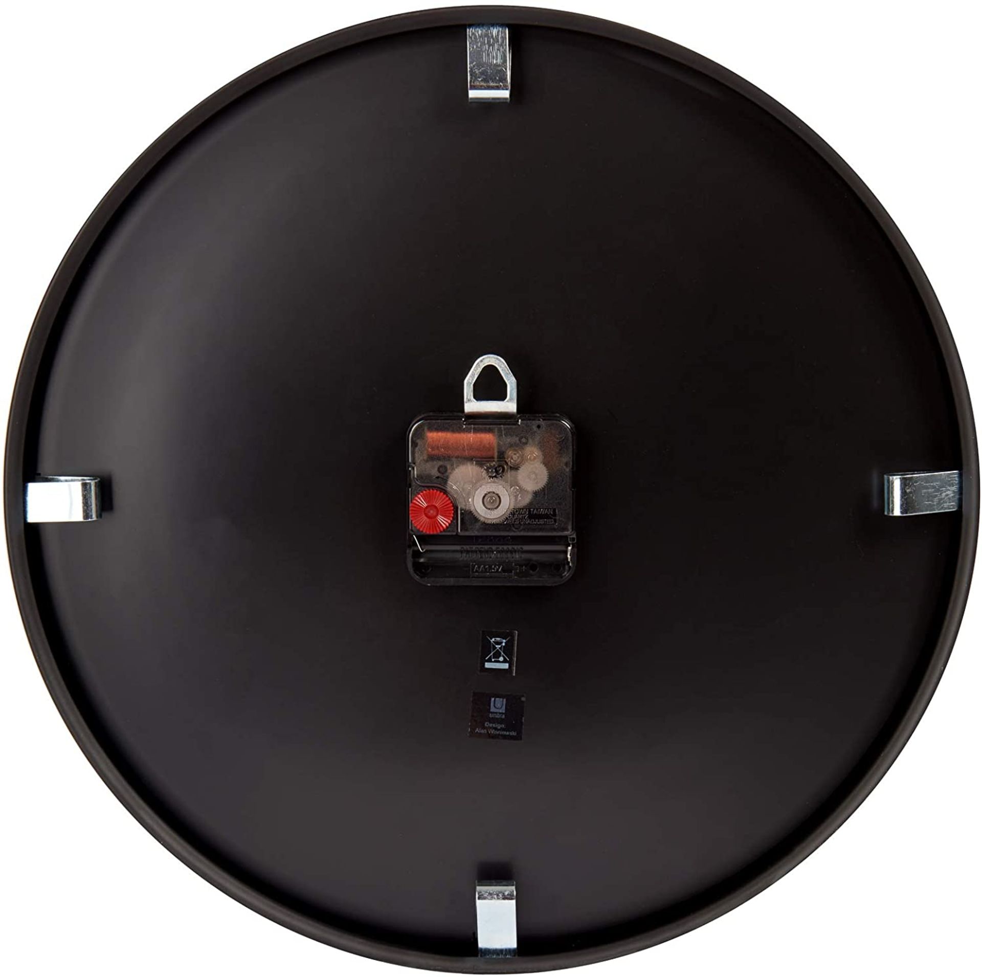 1 x 'Madera' Designer Wall Clock Featuring A Black Frame And Walnut Face - 32cm Diameter - Image 4 of 4