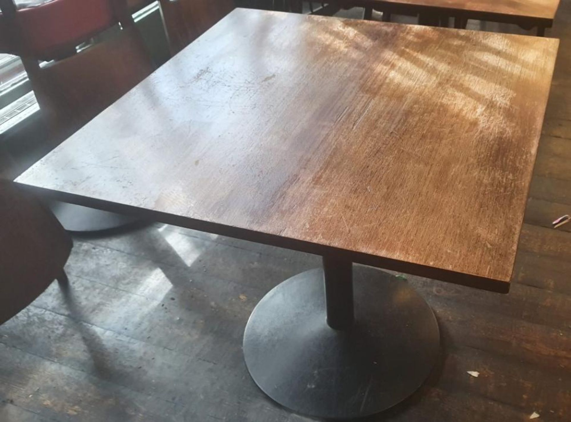 1 x Large Square Wooden Topped Bistro Table - Dimensions: 85 x 85 x H74cm - Recently Taken From A Co