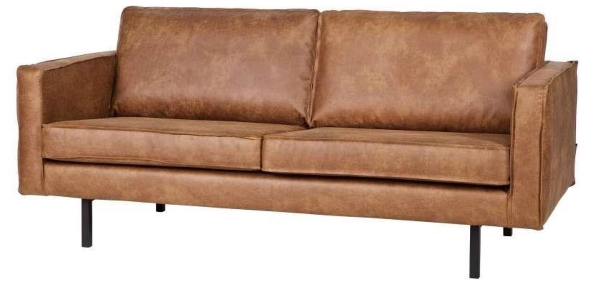 1 x 'Rodeo' Contemporary 2-Seater Leather Sofa In Cognac Brown - Dimensions: H85xW190xH86cm - Image 4 of 4