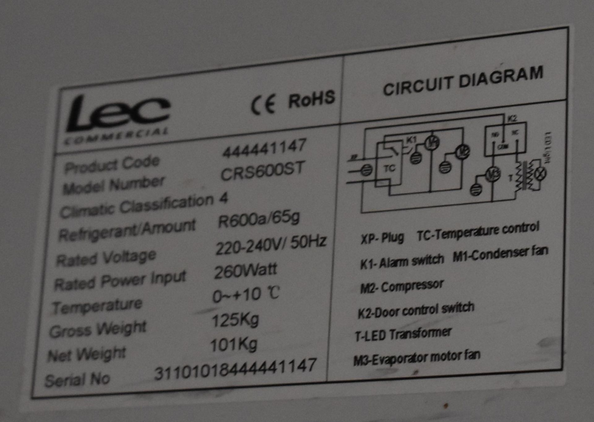1 x Lec Commercial Platinum CRS600ST 600 Ltr Upright Fridge With Stainless Steel Finish - CL232 - - Image 5 of 6